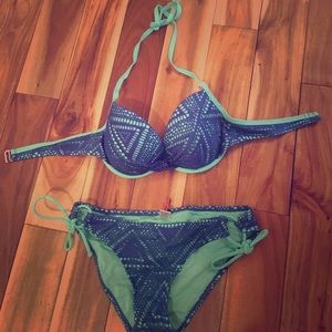Blue lace bikini